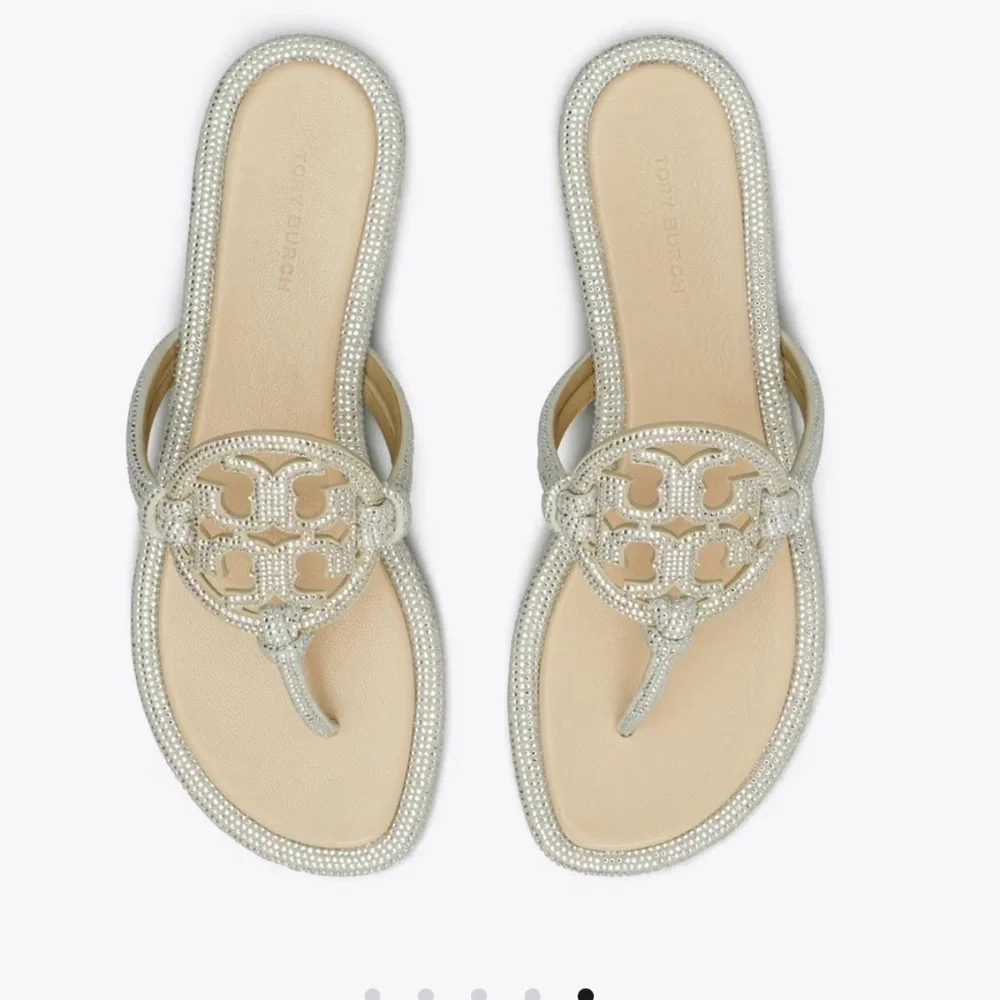 TORY BURCH Best Seller MILLER PAVÉ KNOTTED SANDAL 7.5 preowned  $300 Stone Gray